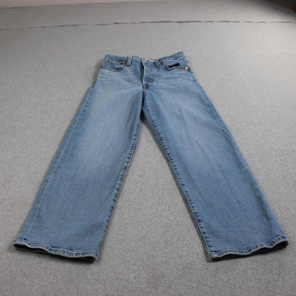 Levis Ribcage Straight Ankle Jeans Women 26 Blue Light Wash Slim Stretch Denim